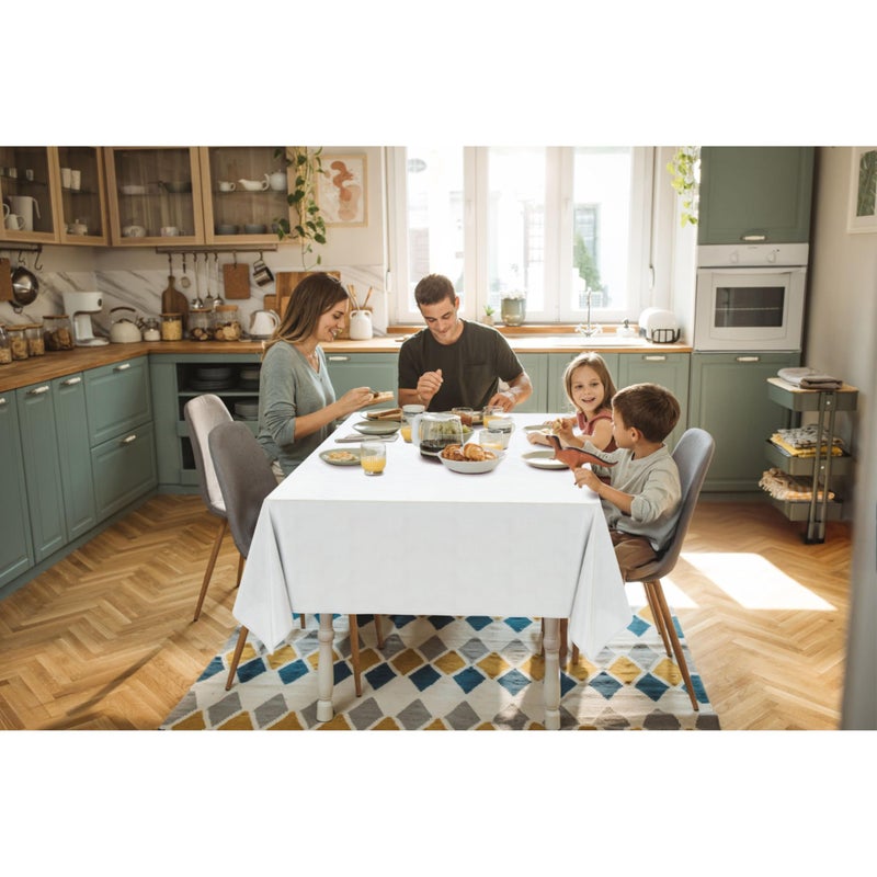 Exquisite White Vinyl Tablecloths - 54 in. x 70 in. - Pack of 1 Rectangle Tablecloth with Flannel Backing - Plastic, Reusable & Waterproof - Image 4